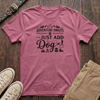Azalea outdoor dog lover t-shirt with Adventure Awaits Just Add Dog slogan and hiking design by Fetchkind