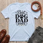 Fetchkind Best Dog Dad Ever script tee in light blue paw print dog dad gift tee for UK pet owners