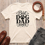Fetchkind Best Dog Dad Ever script t-shirt in natural soft everyday heartfelt dog dad tee for UK pet owners