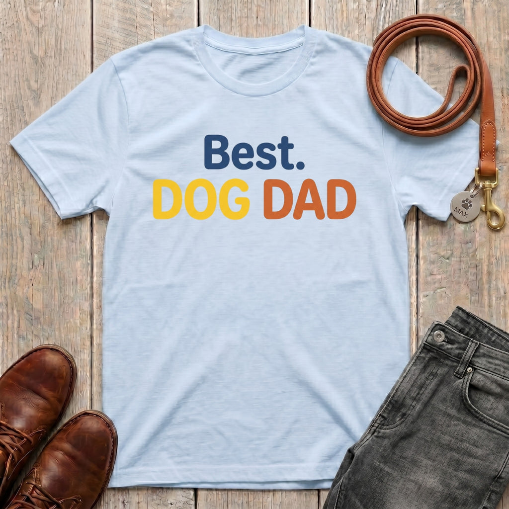 Fetchkind Best Dog Dad t-shirt in light blue a fun gift for dog dads in the UK