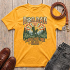 Fetchkind Dog Dad Adventure Club retro tee in gold vintage sunburst dog dad gift from Fetchkind UK