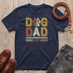 Fetchkind Dog Dad Friendship Loyalty Adventure t-shirt in navy a warm retro gift for dog dads in the UK