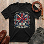 Fetchkind Dog Dad British crest t-shirt in black with distressed Union Jack and shepherd illustration