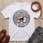 Fetchkind Dog Dad Tradesman Canine Company t-shirt in white with vintage badge and Labrador illustration