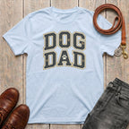 Fetchkind Dog Dad varsity t-shirt in light blue casual varsity dog dad tee for UK pet owners