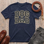 Fetchkind Dog Dad varsity t-shirt in navy a bold gift for dog dads and dog lovers in the UK