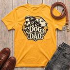 Fetchkind Dog Dad vintage t-shirt in gold retro badge dog dad gift idea from Fetchkind UK