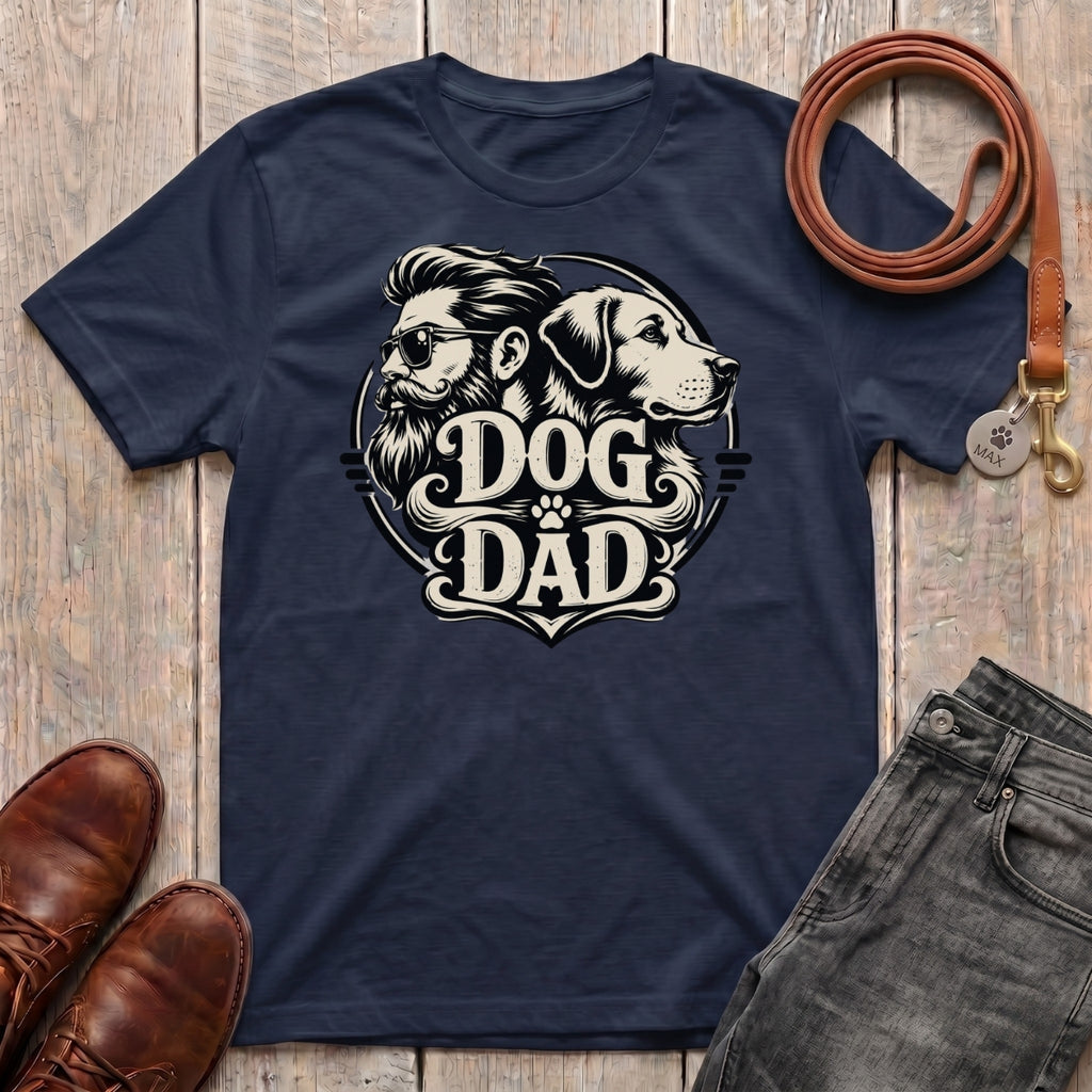 Fetchkind Dog Dad vintage t-shirt in navy a stylish gift for dog dads and dog lovers UK