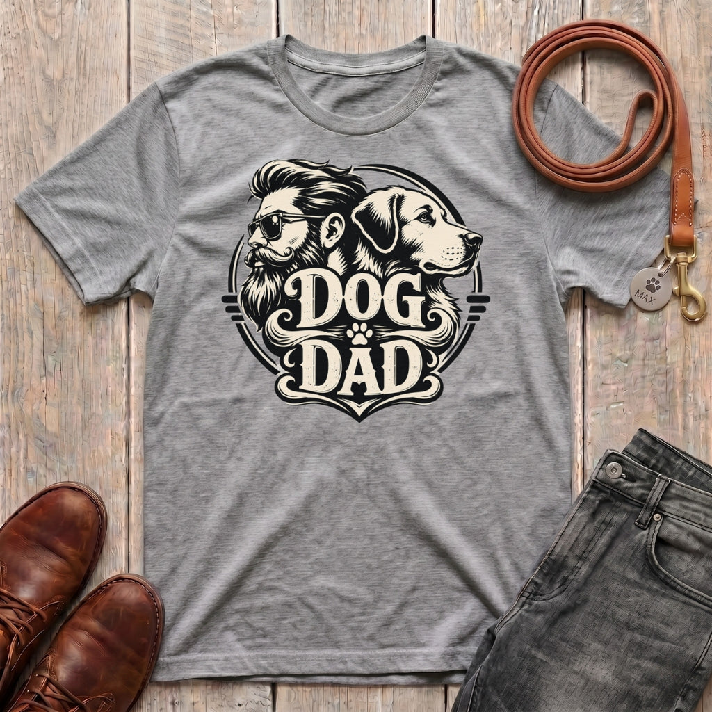 Fetchkind Dog Dad vintage t-shirt in sport grey comfortable illustrated dog dad tee for men