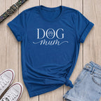 Fetchkind royal blue elegant dog mum serif script paw print tee gift for dog mum UK