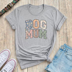 Fetchkind sport grey dog mum floral varsity t-shirt with daisy wildflower letter print UK