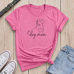Fetchkind azalea pink dog mum labrador line art tee with heart and script lettering UK