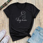 Fetchkind black dog mum labrador fine line art t-shirt with heart detail script lettering