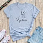 Fetchkind light blue dog mum labrador line art t-shirt minimal script heart design UK