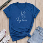 Fetchkind royal blue dog mum labrador line art tee minimal heart script dog lover gift