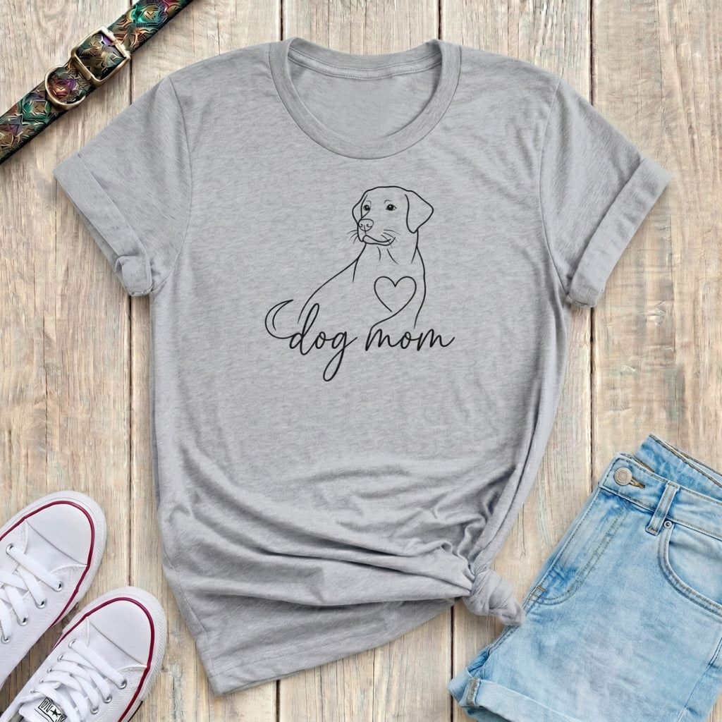 Fetchkind sport grey dog mum labrador line art t-shirt minimal heart script design UK