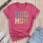 Fetchkind heliconia pink dog mum patchwork floral t-shirt varsity stitched letter gift UK