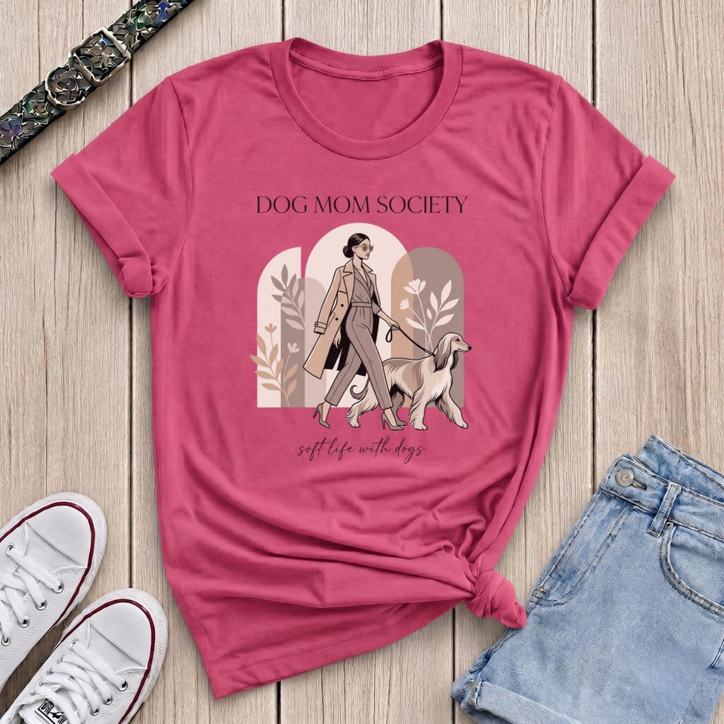 Fetchkind heliconia dog mum society soft life afghan hound stylish editorial tee gift UK