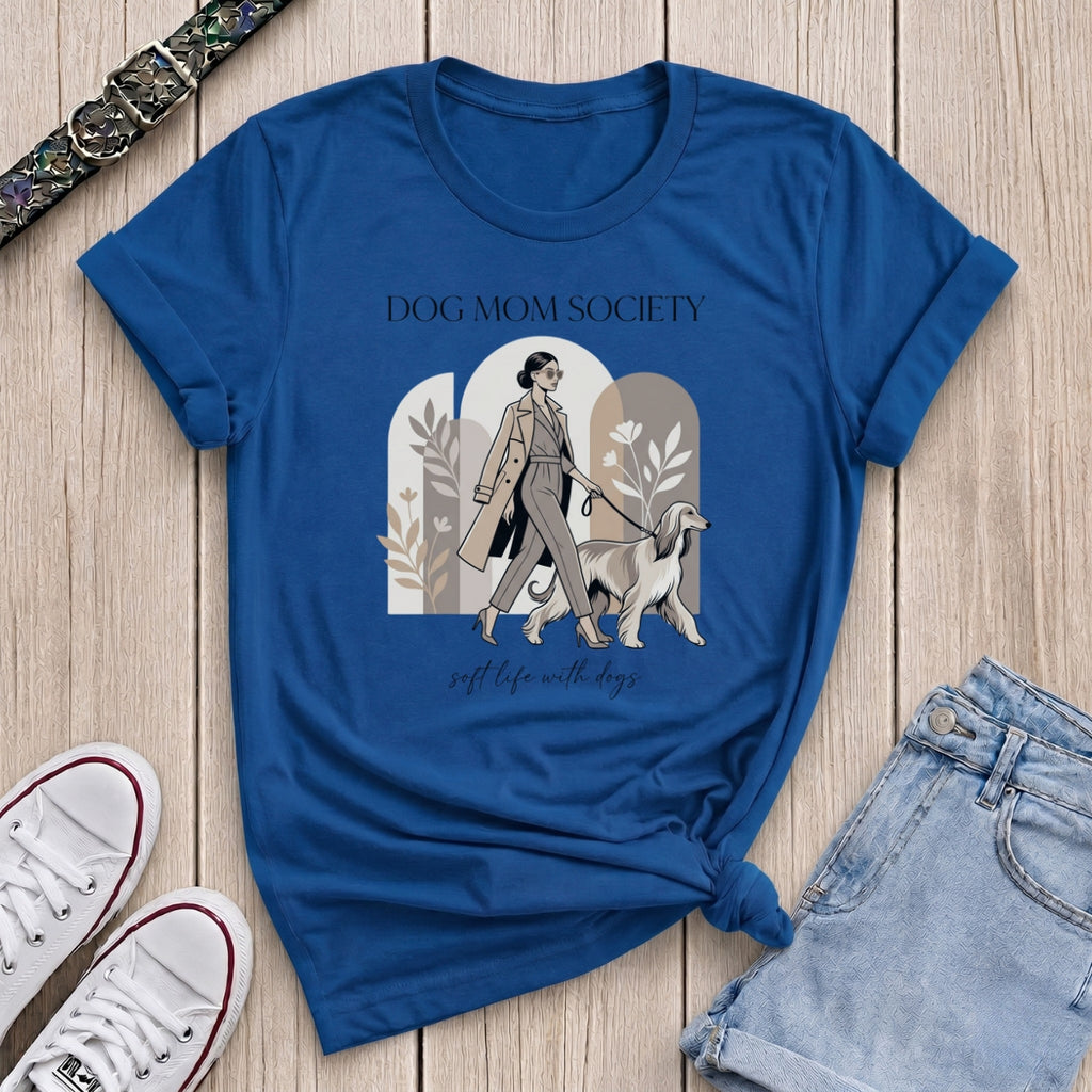 Fetchkind royal blue dog mum society soft life afghan hound editorial botanical tee UK