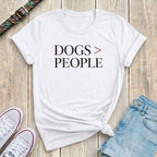 Fetchkind white dogs greater than people clean minimal serif funny dog lover tshirt