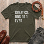 Fetchkind Greatest Dog Dad Ever t-shirt in military green dog dad tee gift for pet owners UK