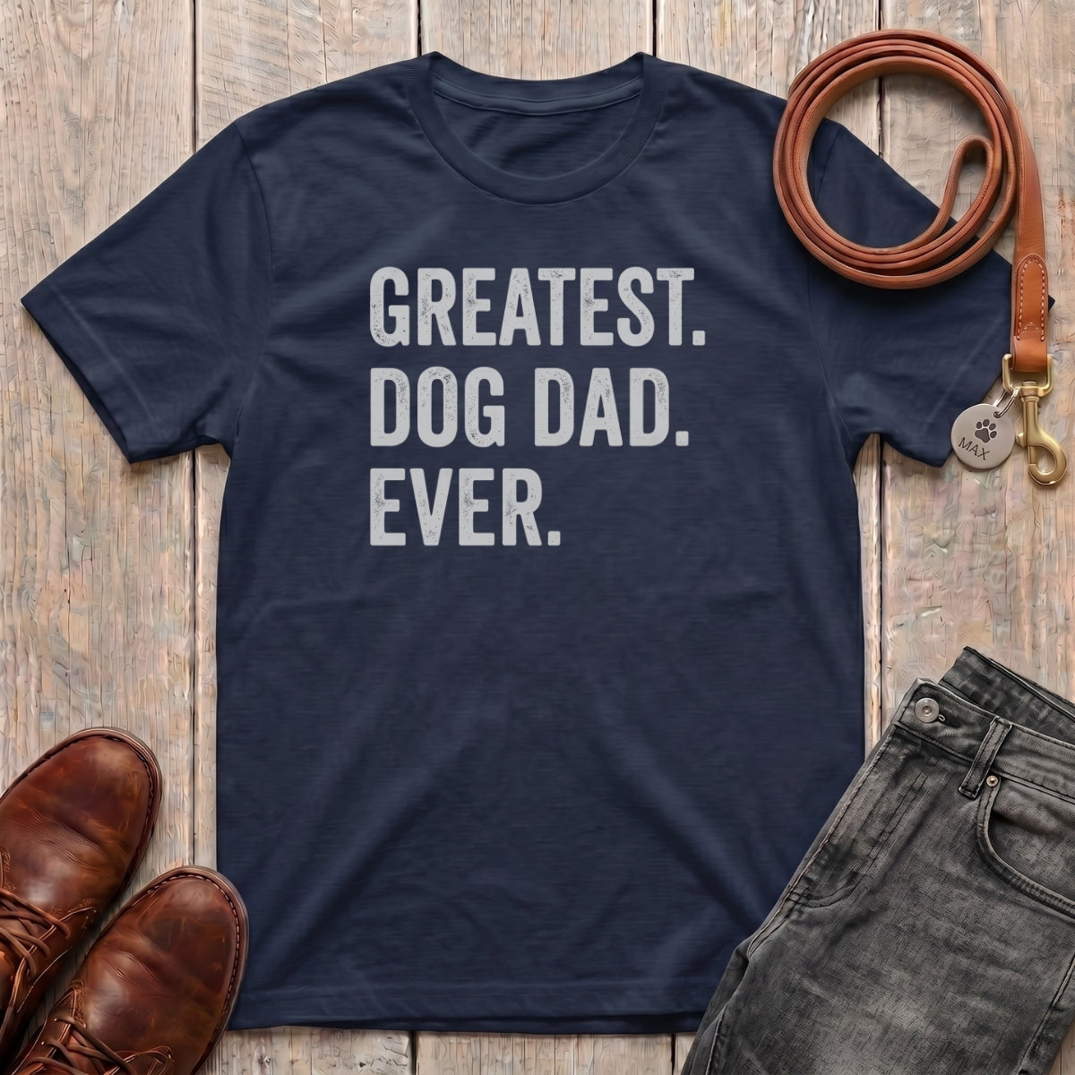 Fetchkind Greatest Dog Dad Ever t-shirt in navy a thoughtful gift for dog dads in the UK