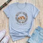 Fetchkind light blue home is where my dog is spaniel botanical wreath t-shirt UK