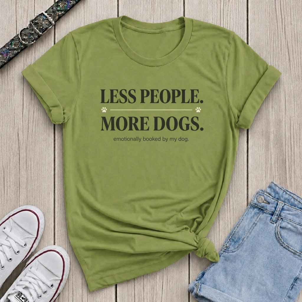 Fetchkind kiwi less people more dogs emotionally booked serif paw print dog lover tshirt