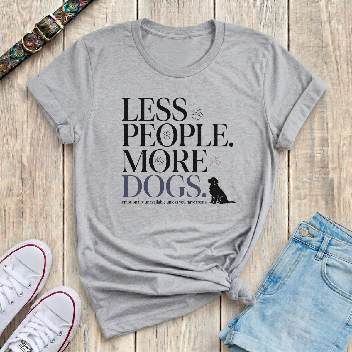 Fetchkind sport grey less people more dogs bold typography funny dog lover tshirt UK