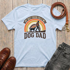 Fetchkind retro dog dad t-shirt in light blue sunset rainbow design dog dad gift for UK pet owners