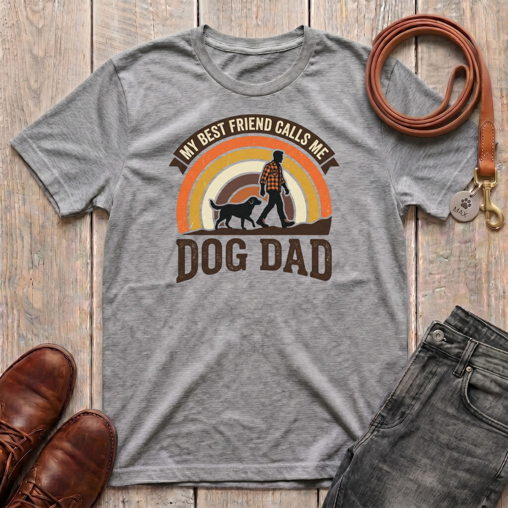 Fetchkind My Best Friend Calls Me Dog Dad t-shirt in sport grey comfortable retro dog dad gift tee