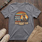 Sport grey dog parent t-shirt with Proud Member of the Dog Parent Club retro badge and terrier illustration by Fetchkind