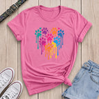 Fetchkind azalea pink rainbow paw heart drip t-shirt bright dog lover gift idea UK