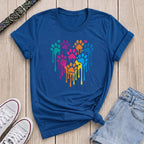Fetchkind royal blue rainbow drip paw print heart tee colourful dog lover gift UK