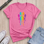 Fetchkind azalea pink rainbow stripe drip paw print tee vibrant dog lover gift UK