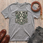 Fetchkind Real Men Love Dogs t-shirt in sport grey comfortable bold dog dad gift tee for men