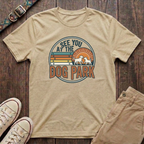 Natural dog park t-shirt with See You at the Dog Park retro sunset badge design by Fetchkind